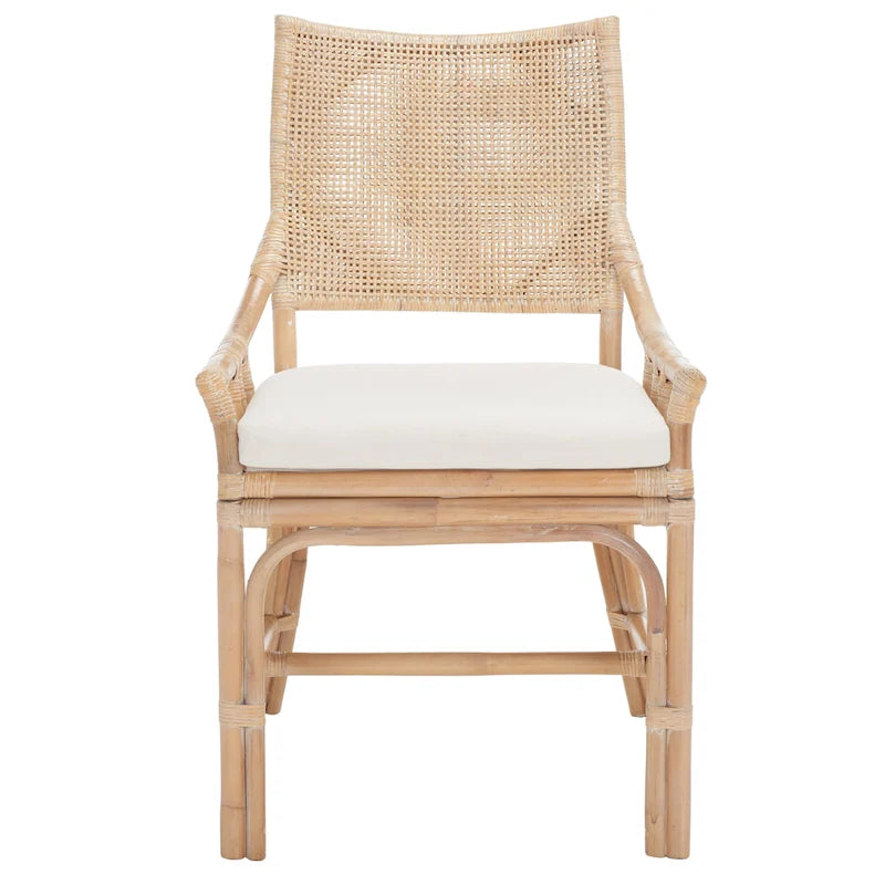 SAFAVIEH Azrielle Coastal Rattan Cushion Chair - 22 W x 24 L x 37 H - 22W x 24D x 37H