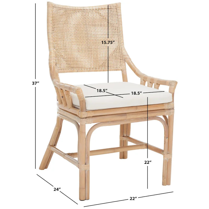 SAFAVIEH Azrielle Coastal Rattan Cushion Chair - 22 W x 24 L x 37 H - 22W x 24D x 37H