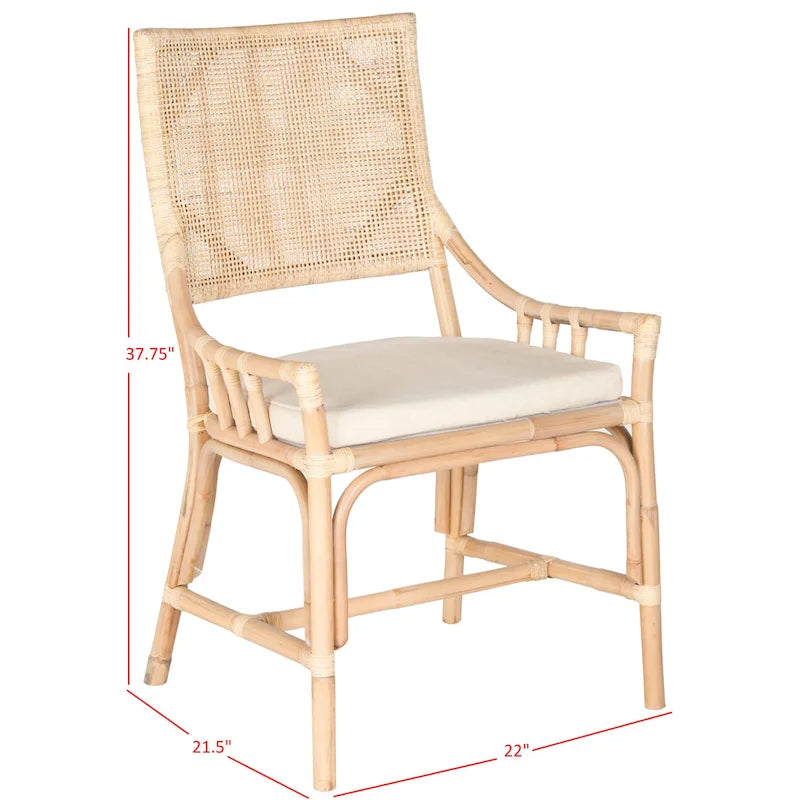 SAFAVIEH Azrielle Coastal Rattan Cushion Chair - 22 W x 24 L x 37 H - 22W x 24D x 37H