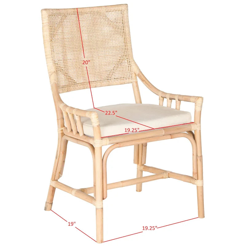 SAFAVIEH Azrielle Coastal Rattan Cushion Chair - 22 W x 24 L x 37 H - 22W x 24D x 37H