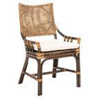 SAFAVIEH Azrielle Coastal Rattan Cushion Chair - 22 W x 24 L x 37 H - 22W x 24D x 37H