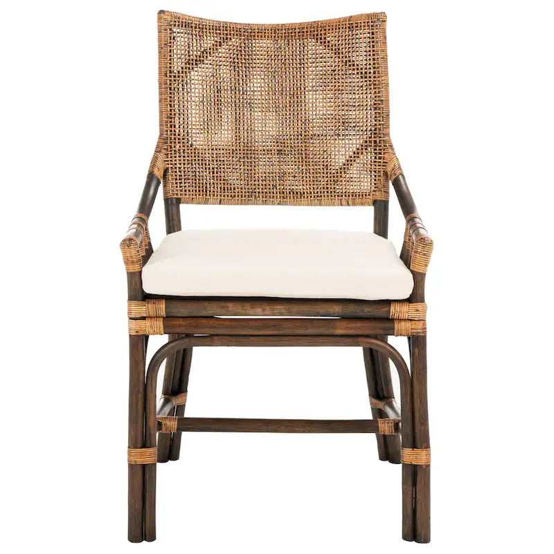 SAFAVIEH Azrielle Coastal Rattan Cushion Chair - 22 W x 24 L x 37 H - 22W x 24D x 37H