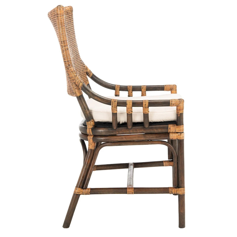 SAFAVIEH Azrielle Coastal Rattan Cushion Chair - 22 W x 24 L x 37 H - 22W x 24D x 37H