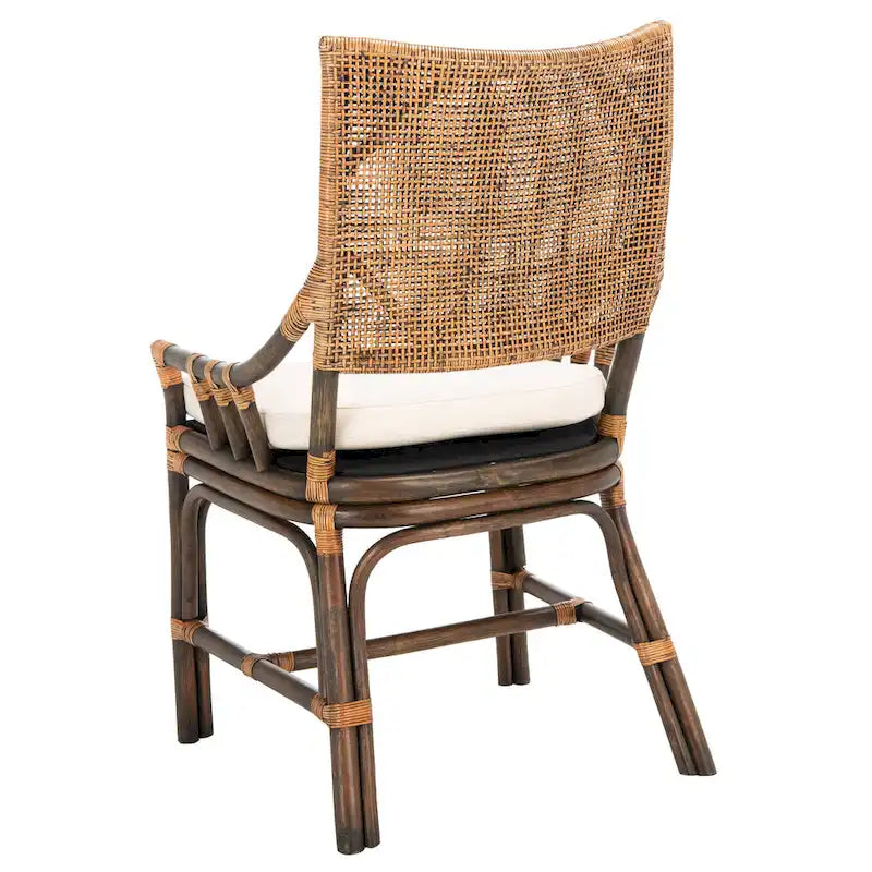 SAFAVIEH Azrielle Coastal Rattan Cushion Chair - 22 W x 24 L x 37 H - 22W x 24D x 37H