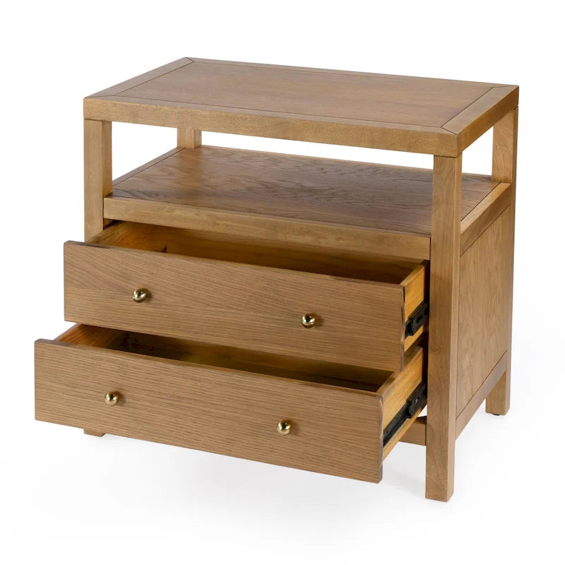 Nora 2-Drawer Wood Wide Nightstand