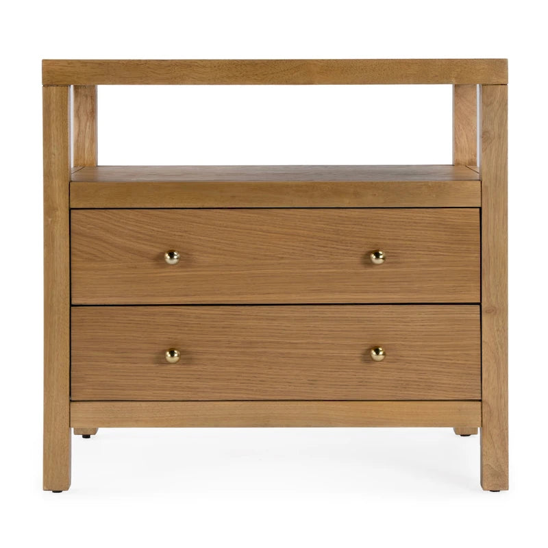 Nora 2-Drawer Wood Wide Nightstand