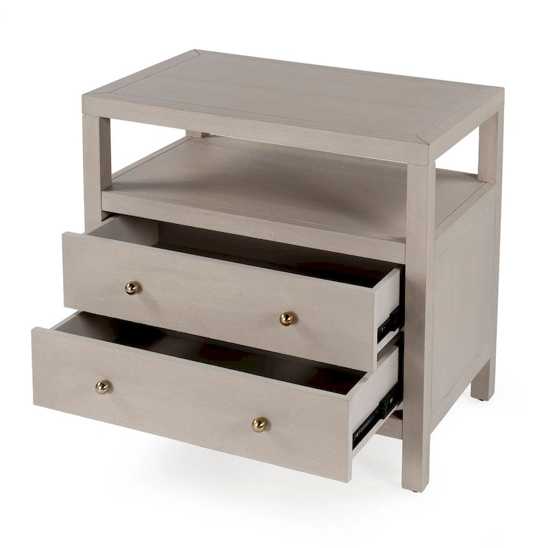 Nora 2-Drawer Wood Wide Nightstand
