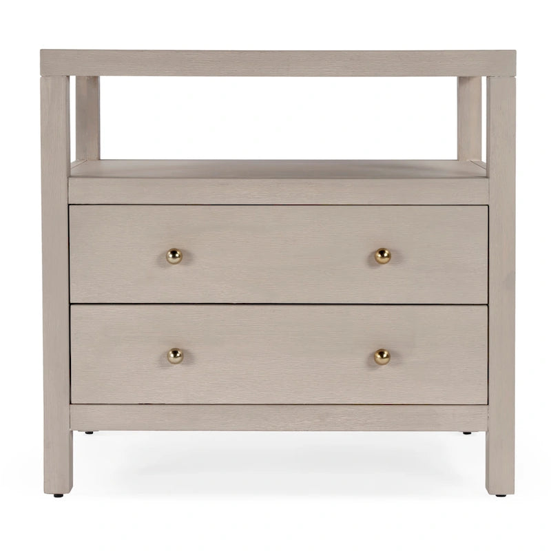 Nora 2-Drawer Wood Wide Nightstand