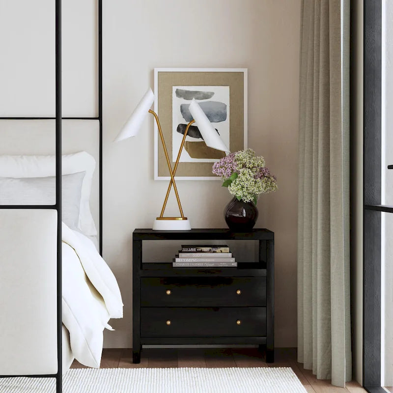 Nora 2-Drawer Wood Wide Nightstand