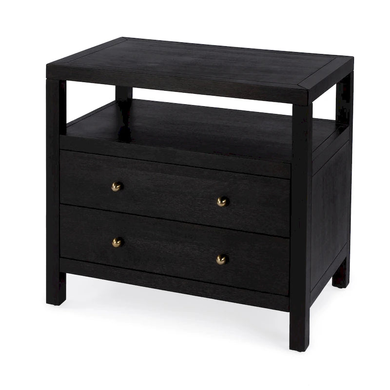 Nora 2-Drawer Wood Wide Nightstand