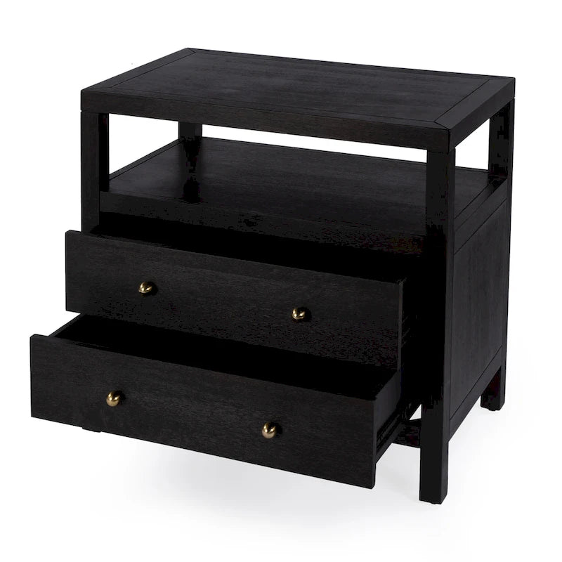 Nora 2-Drawer Wood Wide Nightstand