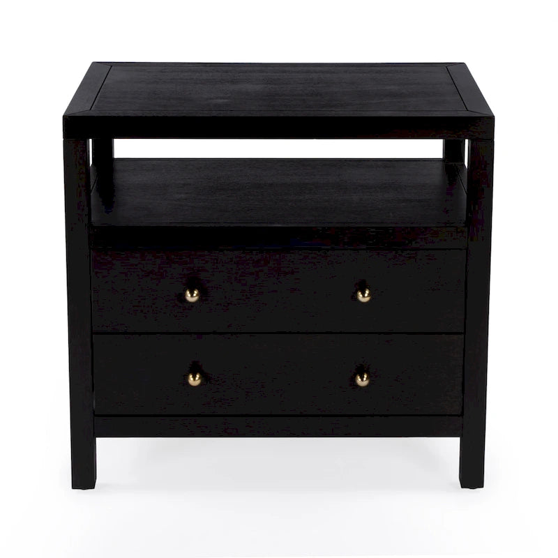 Nora 2-Drawer Wood Wide Nightstand