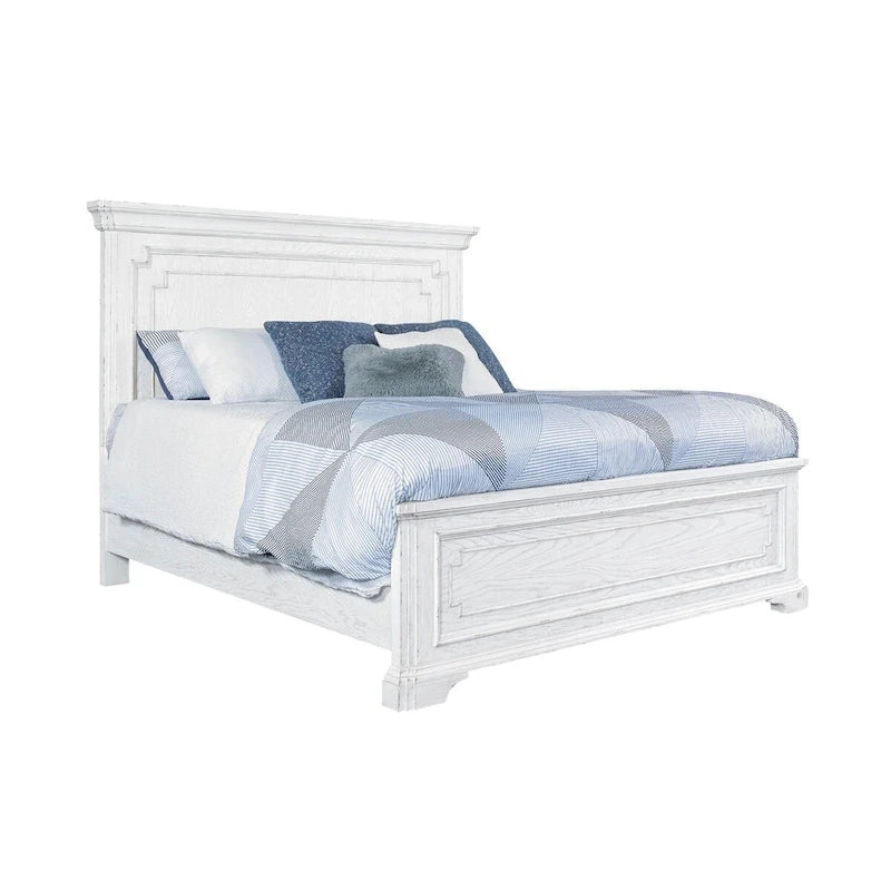 Clara Wood Panel Bed, White Mist