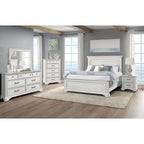 Clara Wood Panel Bed, White Mist