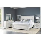 Clara Wood Panel Bed, White Mist