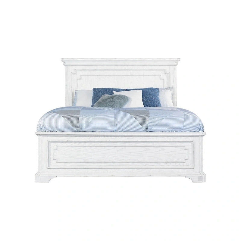 Clara Wood Panel Bed, White Mist