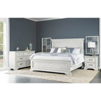 Clara Wood Panel Bed, White Mist