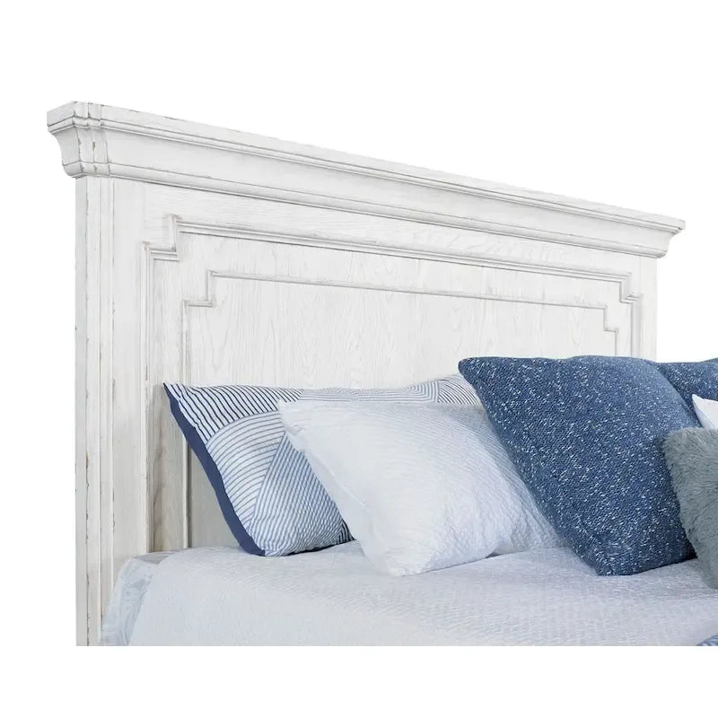 Clara Wood Panel Bed, White Mist
