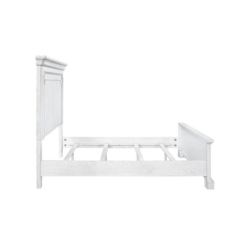Clara Wood Panel Bed, White Mist