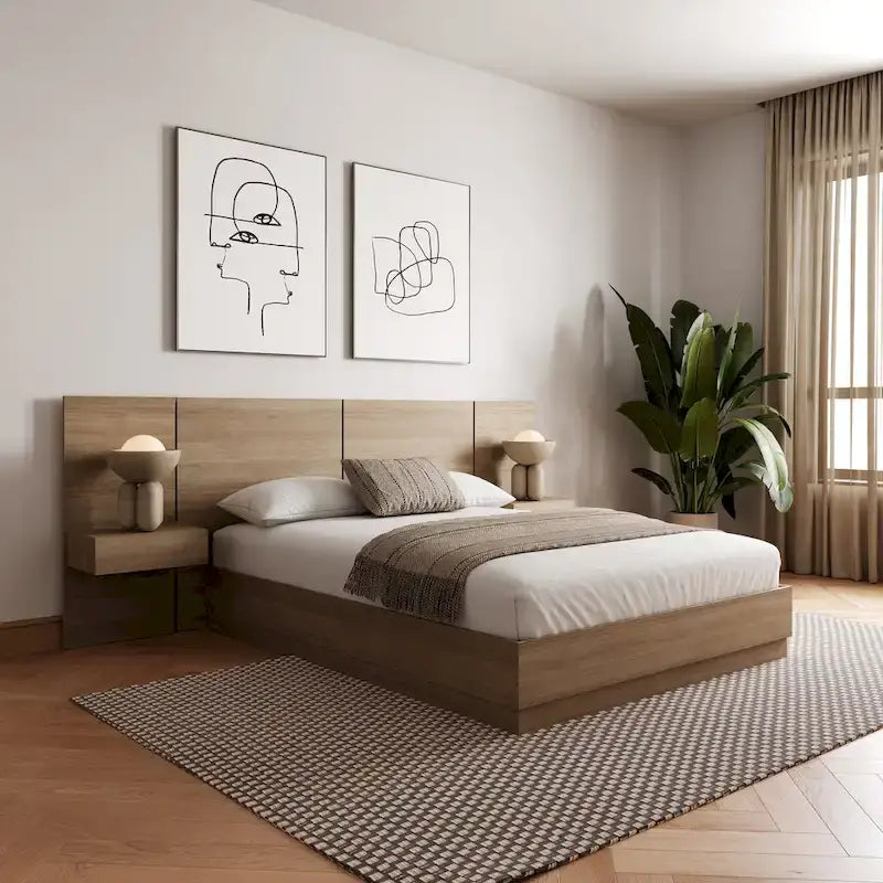Milano 4-Piece Bedroom Set with Floating Nightstand Extension Panel