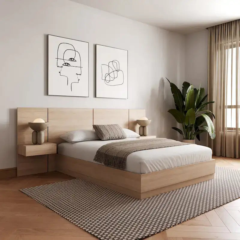 Milano 4-Piece Bedroom Set with Floating Nightstand Extension Panel