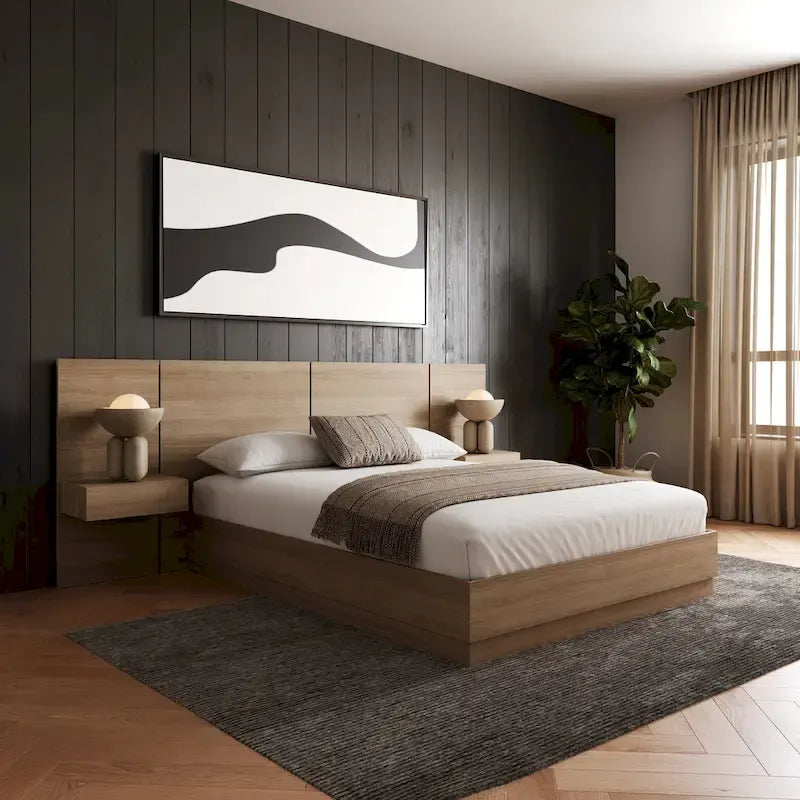 Milano 4-Piece Bedroom Set with Floating Nightstand Extension Panel