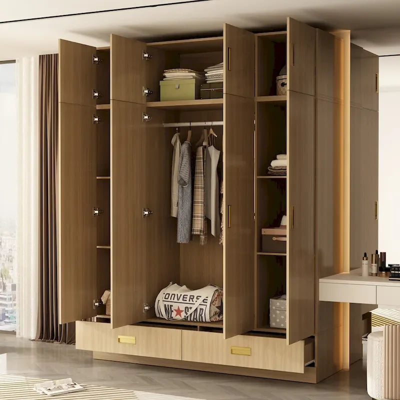 Large Wardrobe w/Optional Top Cabinet Bedroom Accent Closet Cabinet