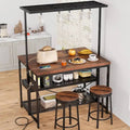 47 Kitchen Island Bakers Rack with 3 Tier Shelf and Hooks - N/A