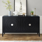 Retro Sideboard with Circular Groove Design