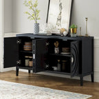 Retro Sideboard with Circular Groove Design