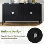 Retro Sideboard with Circular Groove Design