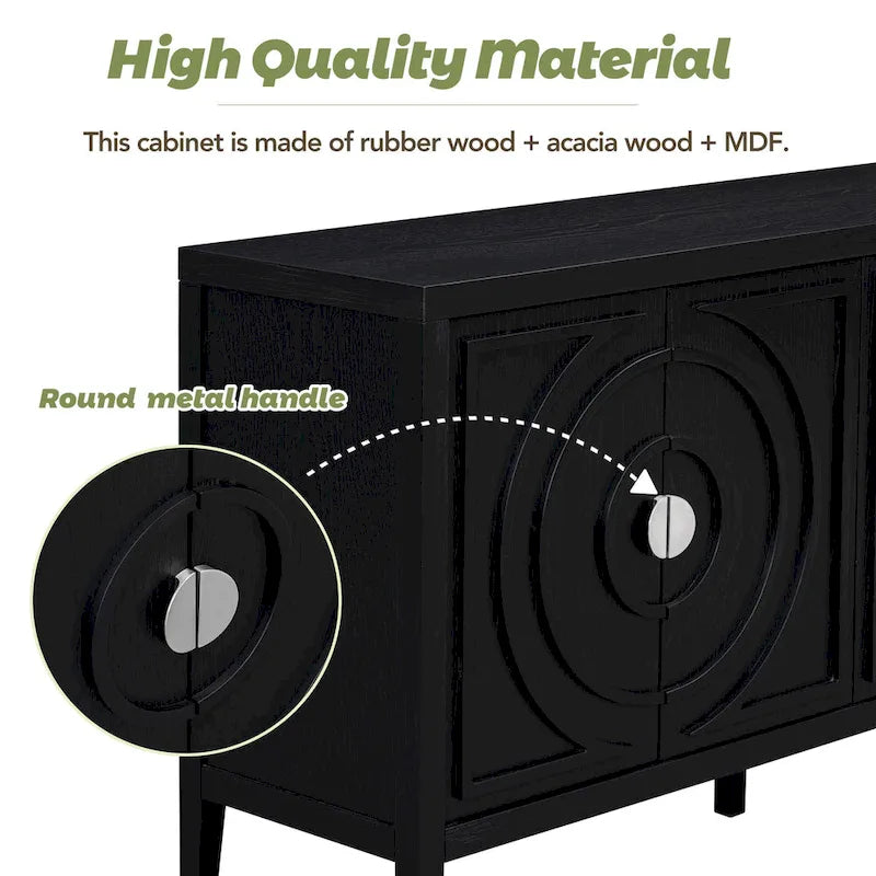 Retro Sideboard with Circular Groove Design