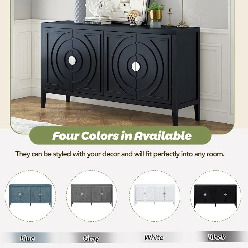 Retro Sideboard with Circular Groove Design