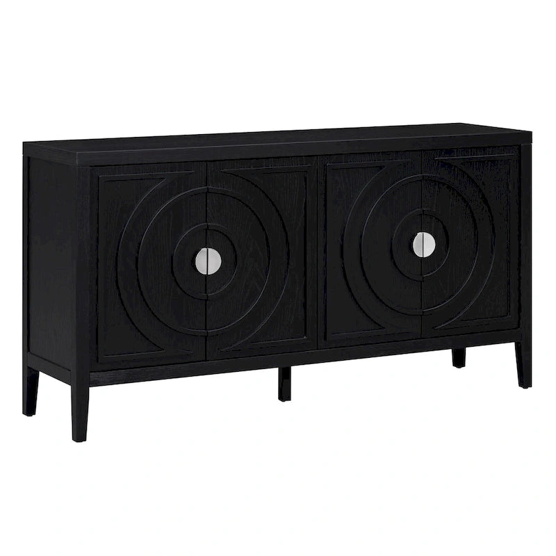 Retro Sideboard with Circular Groove Design