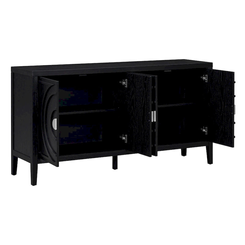 Retro Sideboard with Circular Groove Design