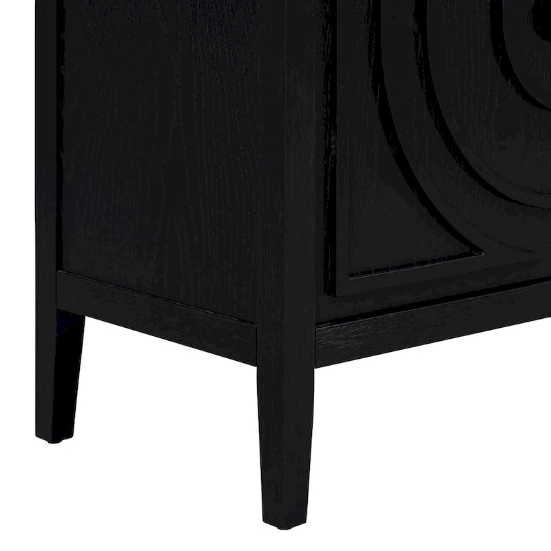 Retro Sideboard with Circular Groove Design