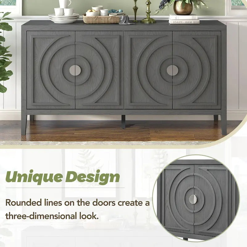 Retro Sideboard with Circular Groove Design