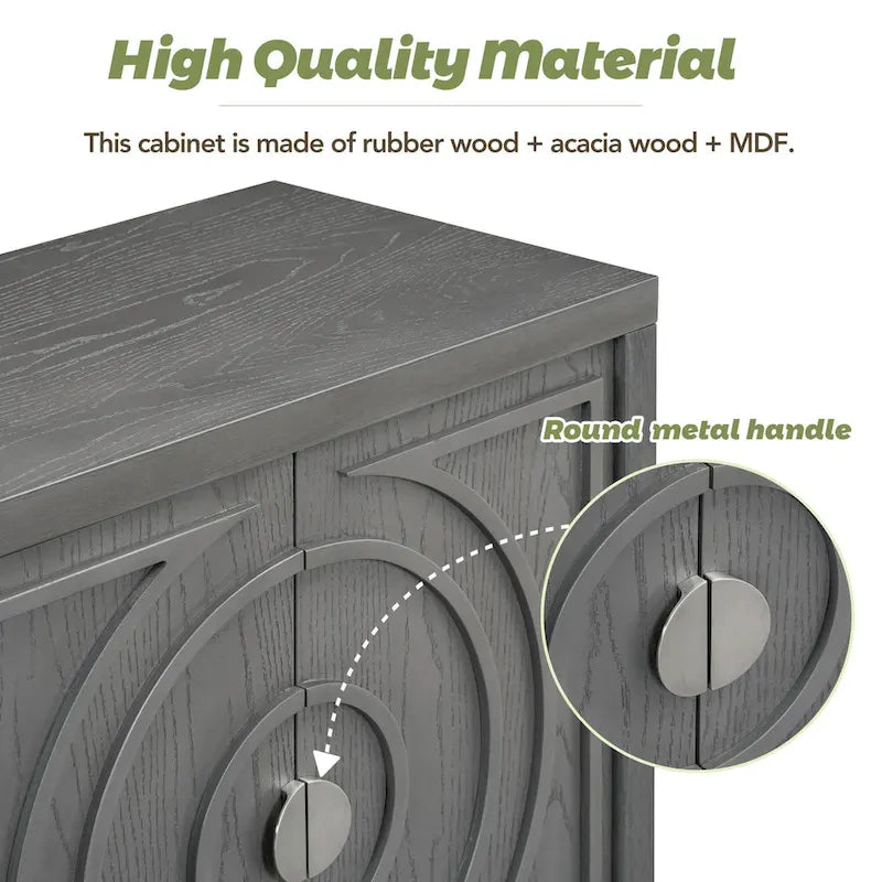 Retro Sideboard with Circular Groove Design