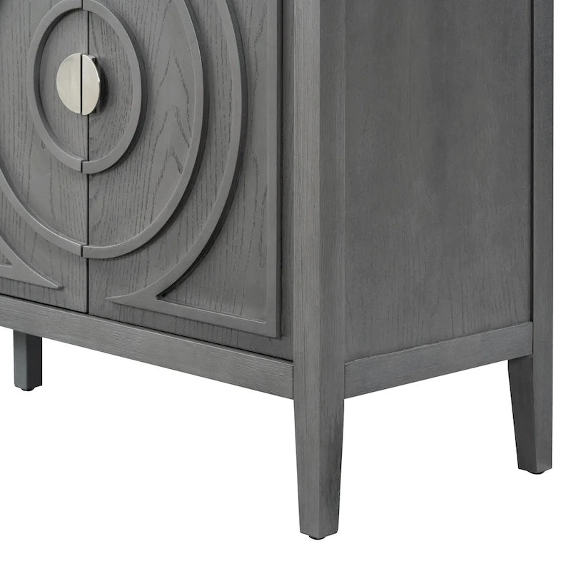 Retro Sideboard with Circular Groove Design