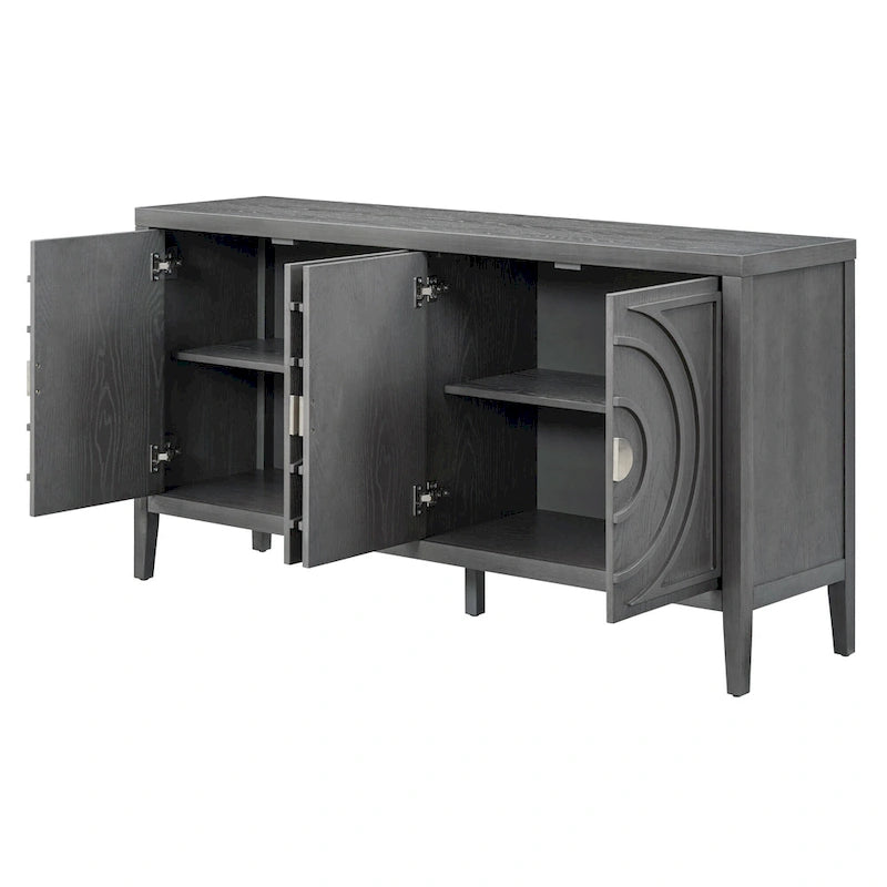 Retro Sideboard with Circular Groove Design