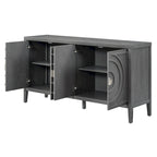 Retro Sideboard with Circular Groove Design