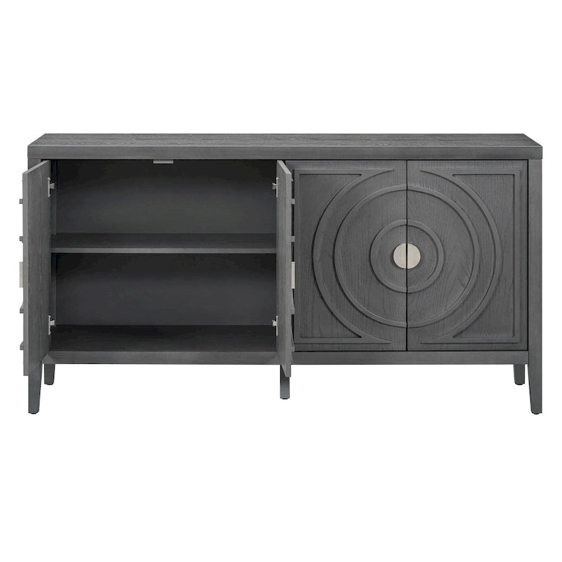 Retro Sideboard with Circular Groove Design
