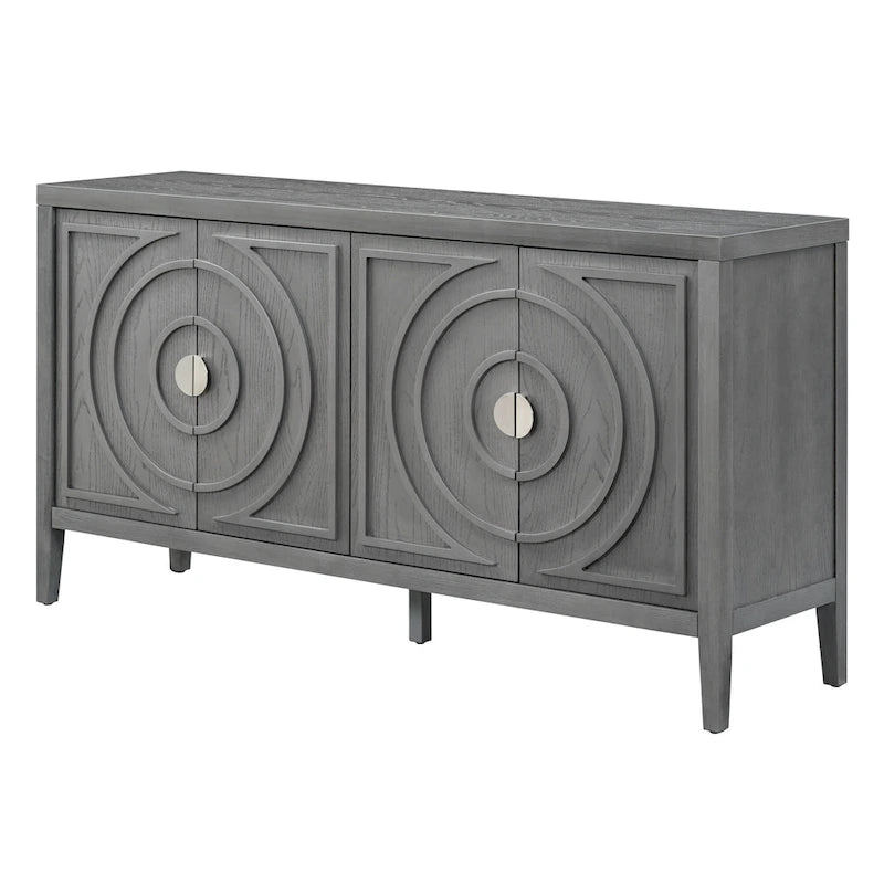 Retro Sideboard with Circular Groove Design