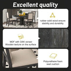 5-Piece Dining Set Extendable Round Table and 4 Upholstered Chairs Farmhouse Dining Set for Kitchen, Dining Room(Black)