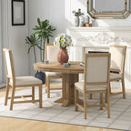 5-Piece Dining Set Extendable Round Table and 4 Upholstered Chairs Farmhouse Dining Set for Kitchen, Dining Room(Black)