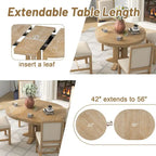 5-Piece Dining Set Extendable Round Table and 4 Upholstered Chairs Farmhouse Dining Set for Kitchen, Dining Room(Black)