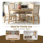 5-Piece Dining Set Extendable Round Table and 4 Upholstered Chairs Farmhouse Dining Set for Kitchen, Dining Room(Black)
