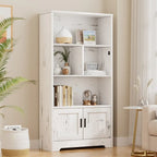Doors Modern Bookshelf with LED Lights Wooden - N/A