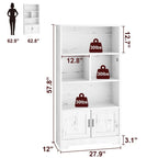 Doors Modern Bookshelf with LED Lights Wooden - N/A