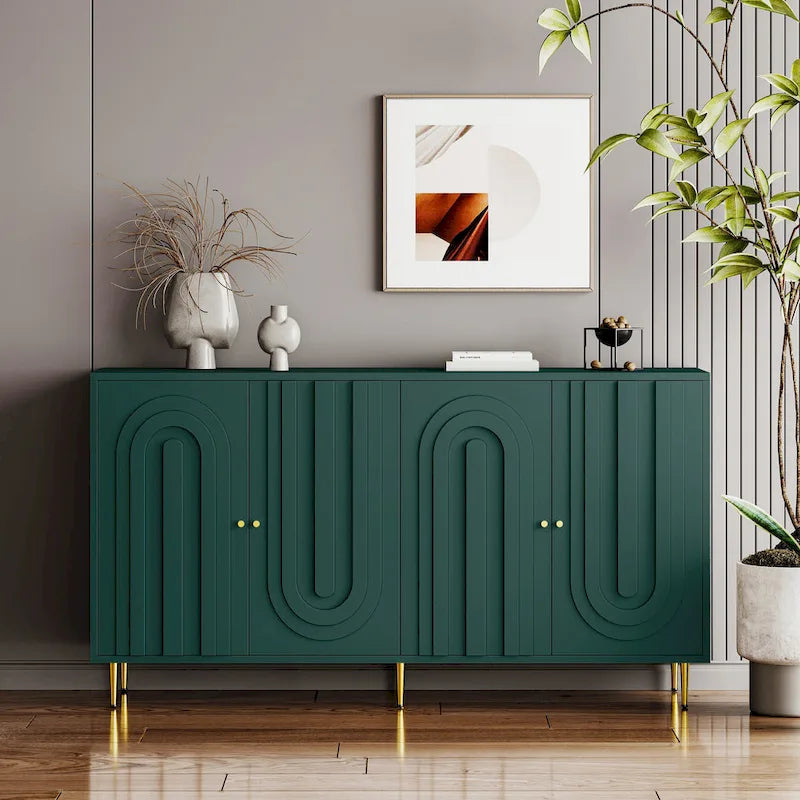 Modern Lacquered 4 Door Wooden Cabinet